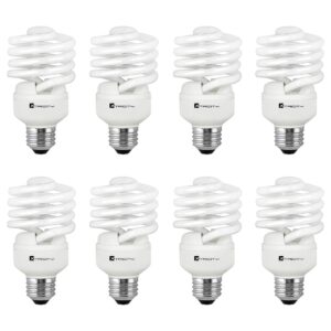 xtricity compact fluorescent light bulb t2 spiral cfl, 5000k daylight, 23w (100 watt equivalent), 1520 lumens, e26 medium base, 120v, ul listed (pack of 8)