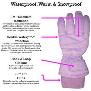 N'Ice Caps Kids Waterproof Winter Thinsulate Warm Gloves (3-4 Years, Light Pink)