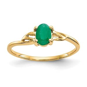 IceCarats 10K Yellow Gold Green Emerald Ring Gemstone Band May Birthstone Jewelry Size 7