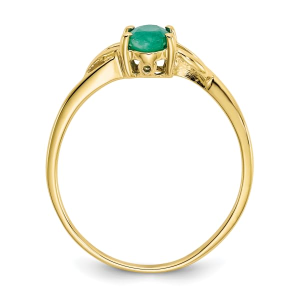 IceCarats 10K Yellow Gold Green Emerald Ring Gemstone Band May Birthstone Jewelry Size 7