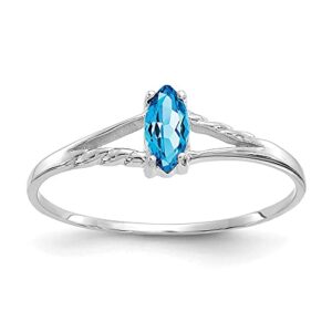 icecarats 10k white gold blue topaz ring gemstone band december birthstone jewelry size 6