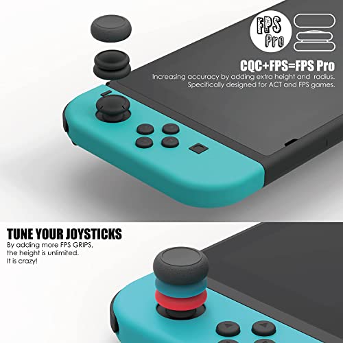 Skull & Co. Skin, CQC and FPS Thumb Grips Set Joystick Cap Analog Stick Cap for Nintendo Switch Joy-Con Controller - Black, 3 Pairs (6pcs)