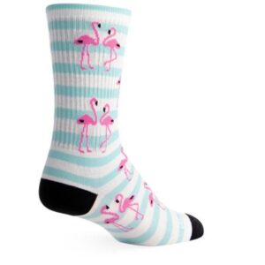 sockguy, flamingo, crew cuff socks, 6-inch - large/x-large