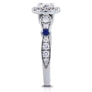 Kobelli Moissanite and Sapphire Engagement Ring 1 CTW in 14k White Gold, Size 7, White Gold