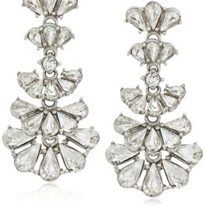 Ben-Amun Jewelry Pearl and Crystal Deco Fan Post Drop Earrings for Bridal Wedding Anniversary