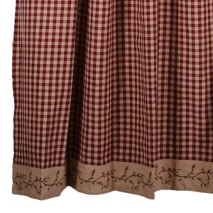 Primitive Home Decors Berry Vine Check Barn Red and Nutmeg 72" x 72" Cotton Shower Curtain