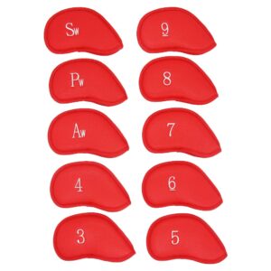 HISTAR Golf 10pcs Thick Synthetic Leather Golf Iron Head Covers Set Headcover Fit All Brands Titleist, Callaway, Ping, Taylormade, Cobra, Nike, Etc