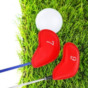 HISTAR Golf 10pcs Thick Synthetic Leather Golf Iron Head Covers Set Headcover Fit All Brands Titleist, Callaway, Ping, Taylormade, Cobra, Nike, Etc