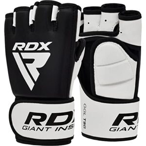 rdx mma gloves sparring martial arts grappling cowhide leather training ufc cage fighting combat punching bag gel mitts,black,small