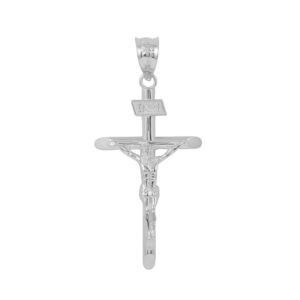 Religious Jewelry Solid 925 Sterling Silver Cross INRI Crucifix Pendant (1.39")