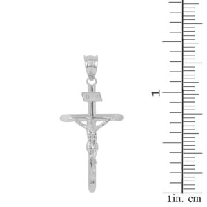 Religious Jewelry Solid 925 Sterling Silver Cross INRI Crucifix Pendant (1.39")