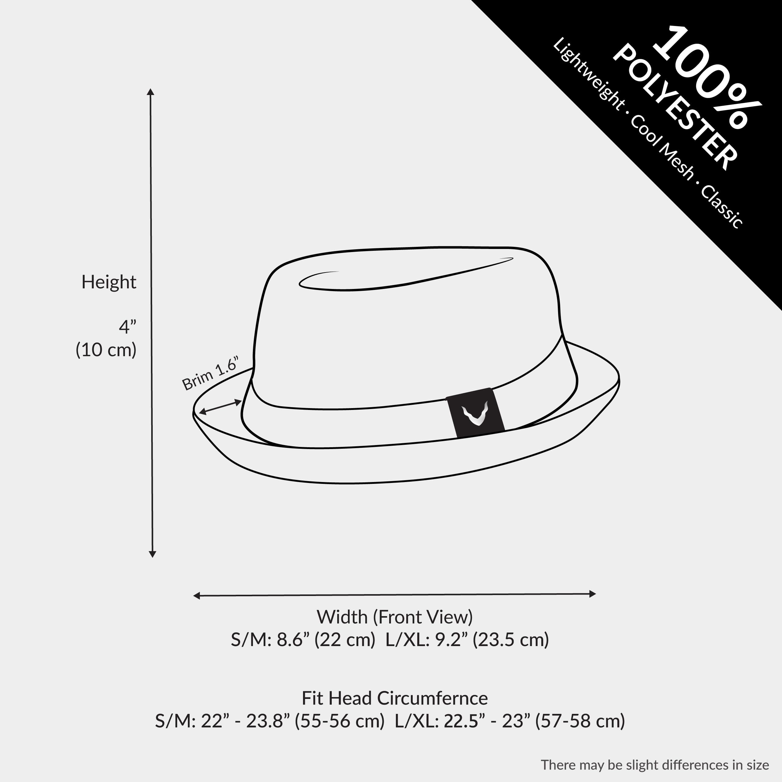 The Hat Depot Light Weight Classic Soft Cool Mesh Porkpie hat (L/XL, Black)