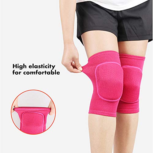 LZEEM Protective Cotton Kneepads for Woman Volleyball, Adult Knee Protector Sleeve Support Pole Dance Yoga Cycling Gym Workout Exercise Skating Knee Brace Guards for Athletic Use(Rose red)