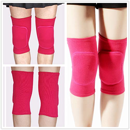 LZEEM Protective Cotton Kneepads for Woman Volleyball, Adult Knee Protector Sleeve Support Pole Dance Yoga Cycling Gym Workout Exercise Skating Knee Brace Guards for Athletic Use(Rose red)