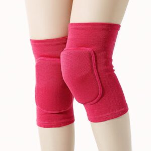 LZEEM Protective Cotton Kneepads for Woman Volleyball, Adult Knee Protector Sleeve Support Pole Dance Yoga Cycling Gym Workout Exercise Skating Knee Brace Guards for Athletic Use(Rose red)