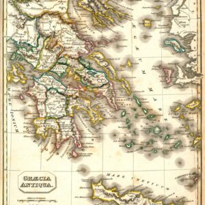 Ancient Greece Antique Style Map Travel World Map with Cities in Detail Map Posters for Wall Map Art Wall Decor Geographical Illustration Travel Destinations Cool Wall Art Print Poster 12x18