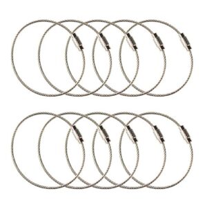 stainless steel wire keychains 1.5mm 6.3 inches aircraft cable key ring loops for hanging luggage tags or id tags (25 pack)