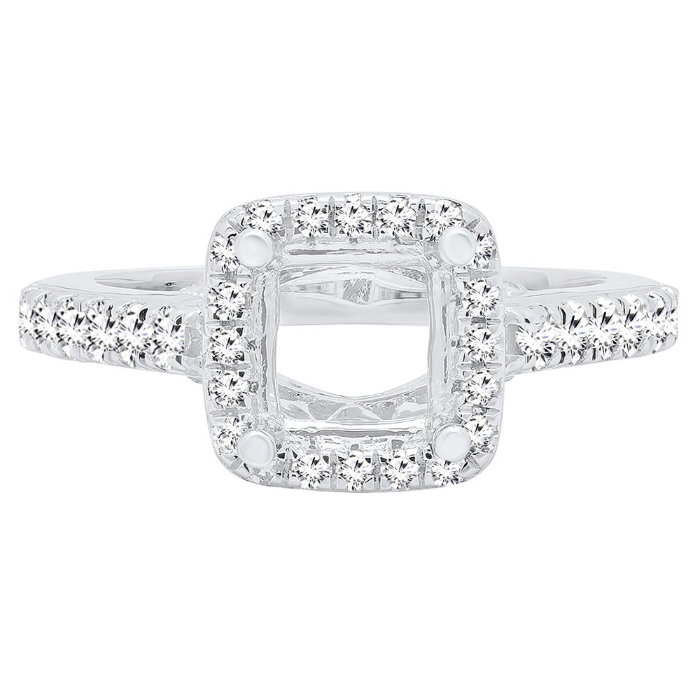 Dazzlingrock Collection 0.85 Carat (ctw) Round Diamond Bridal Semi Mount Engagement Ring, Can be Fit Princess 1.50 cts. (6.5 mm) Center Stone, 14K White Gold, Size 7