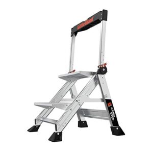 little giant ladders, jumbo step, 2-step, 2 foot, step stool, aluminum, type 1aa, 375 lbs weight rating, (11902), silver