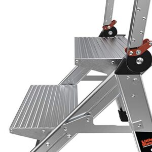 Little Giant Ladders, Jumbo Step, 2-Step, 2 foot, Step Stool, Aluminum, Type 1AA, 375 lbs weight rating, (11902), Silver