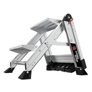 Little Giant Ladders, Jumbo Step, 2-Step, 2 foot, Step Stool, Aluminum, Type 1AA, 375 lbs weight rating, (11902), Silver