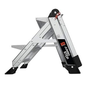 Little Giant Ladders, Jumbo Step, 2-Step, 2 foot, Step Stool, Aluminum, Type 1AA, 375 lbs weight rating, (11902), Silver