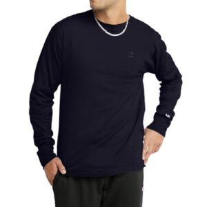 champion, classic long sleeve, comfortable, soft t-shirt for men (reg. or big & tall), black, large