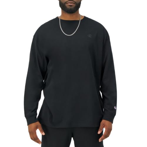 Champion, Classic Long Sleeve, Comfortable, Soft T-Shirt for Men (Reg. or Big & Tall), Black, Large