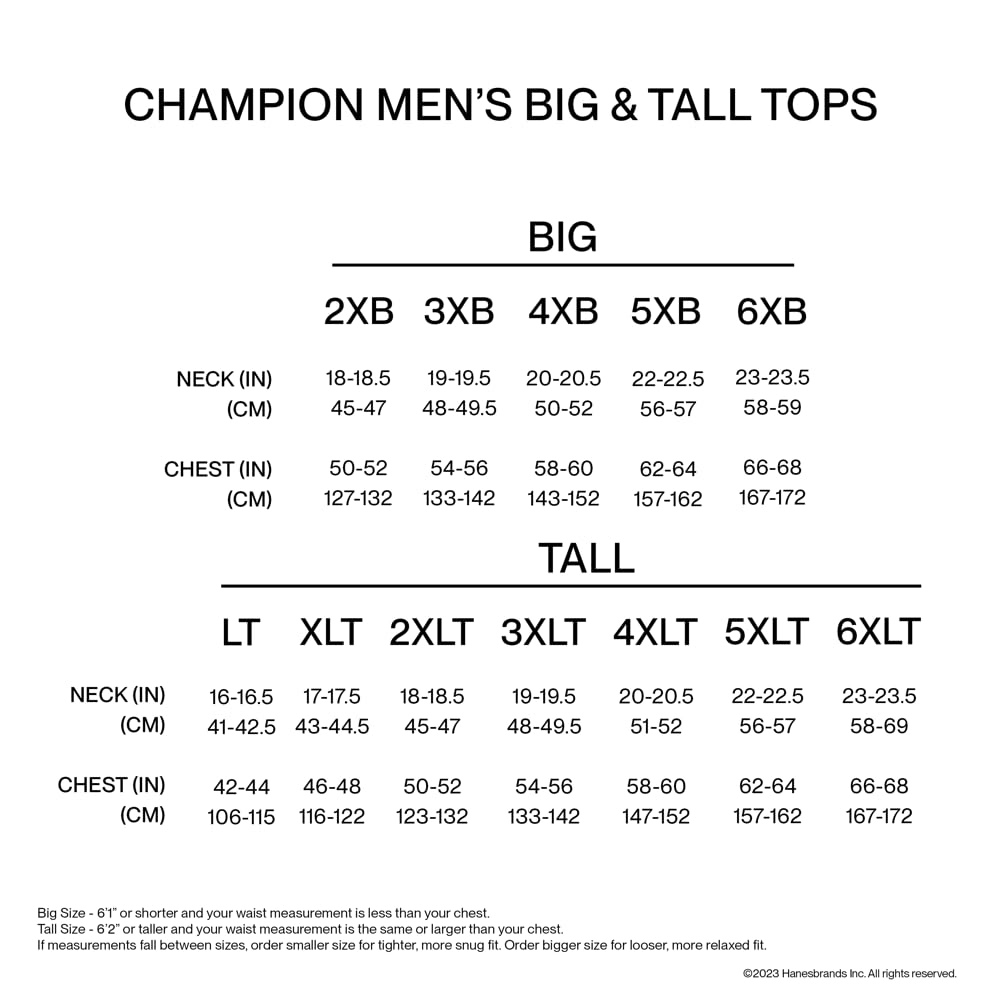 CHAMPION, Classic Long Sleeve, Comfortable, Soft T-Shirt for Men (Reg. or Big & Tall), Black, XX-Large