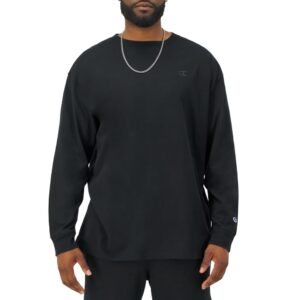 CHAMPION, Classic Long Sleeve, Comfortable, Soft T-Shirt for Men (Reg. or Big & Tall), Black, XX-Large