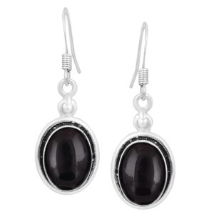 10.56 Cts Black Onyx Dangle Earrings For Women, Black Stone July Birthstone Jewelry Mother's Day Gifts For Mom Wife