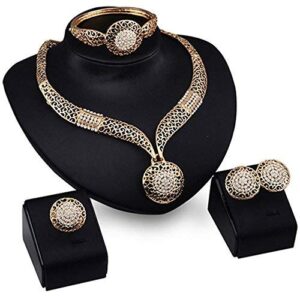 genuiskids fashion women jewelry sets bride wedding party gold plated chain necklace earring set