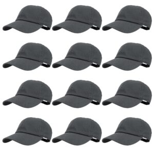 gelante baseball caps hats 100% cotton plain blank adjustable size wholesale bulk of 12 pack.1815-charcoal-12pc