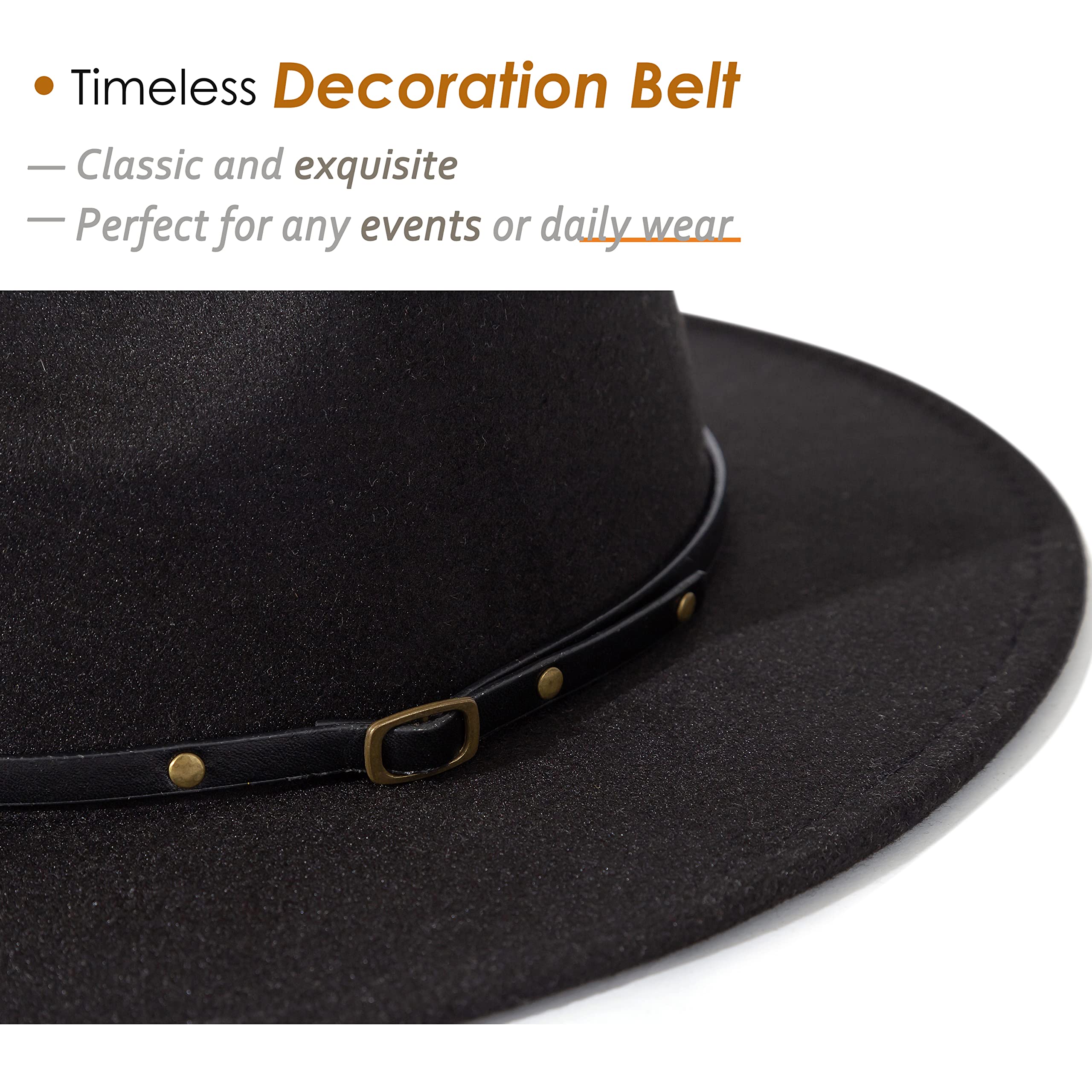 Lisianthus Women Belt Buckle Fedora Hat Black