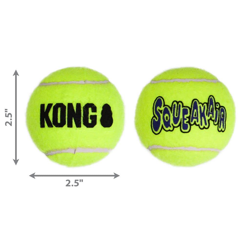 KONG Squeakair Balls, Dog Toy Premium Squeak Tennis Balls for Medium Dogs, Pack of 6