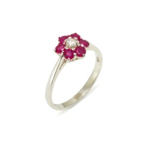 letsbuygold 925 sterling silver cubic zirconia & ruby womens cluster band ring - size 11.75