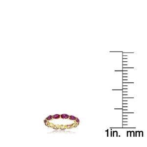 Ice Gems Yellow Gold Flashed Silver Created Ruby 5x3mm Oval-cut Eternity Band Ring, Size8