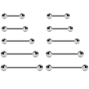 newkeepsr 3 pairs-10g(2.5mm) thikness, 8mm/10mm/12mm length surgical steel externally threaded barbell,short industrial bars tongue cheek dimple nipple piercing