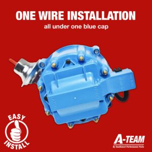 A-Team Performance - HEI Complete Distributor 65,000 Volts Coil - Compatible With Big Block Ford FE V8 352 360 390 406 410 427 428 One-Wire Installation Blue Cap