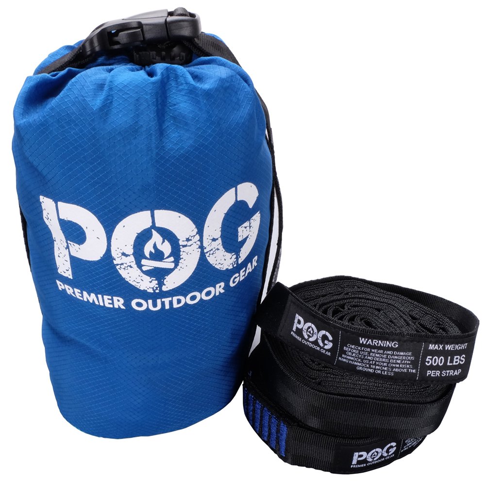 POG Premium Double Hammock - Ripstop Nylon with Aluminum Carabiners & 9 Feet Long Straps Included. (Sapphire Blue/Lake Blue, 78" W x 125" L)