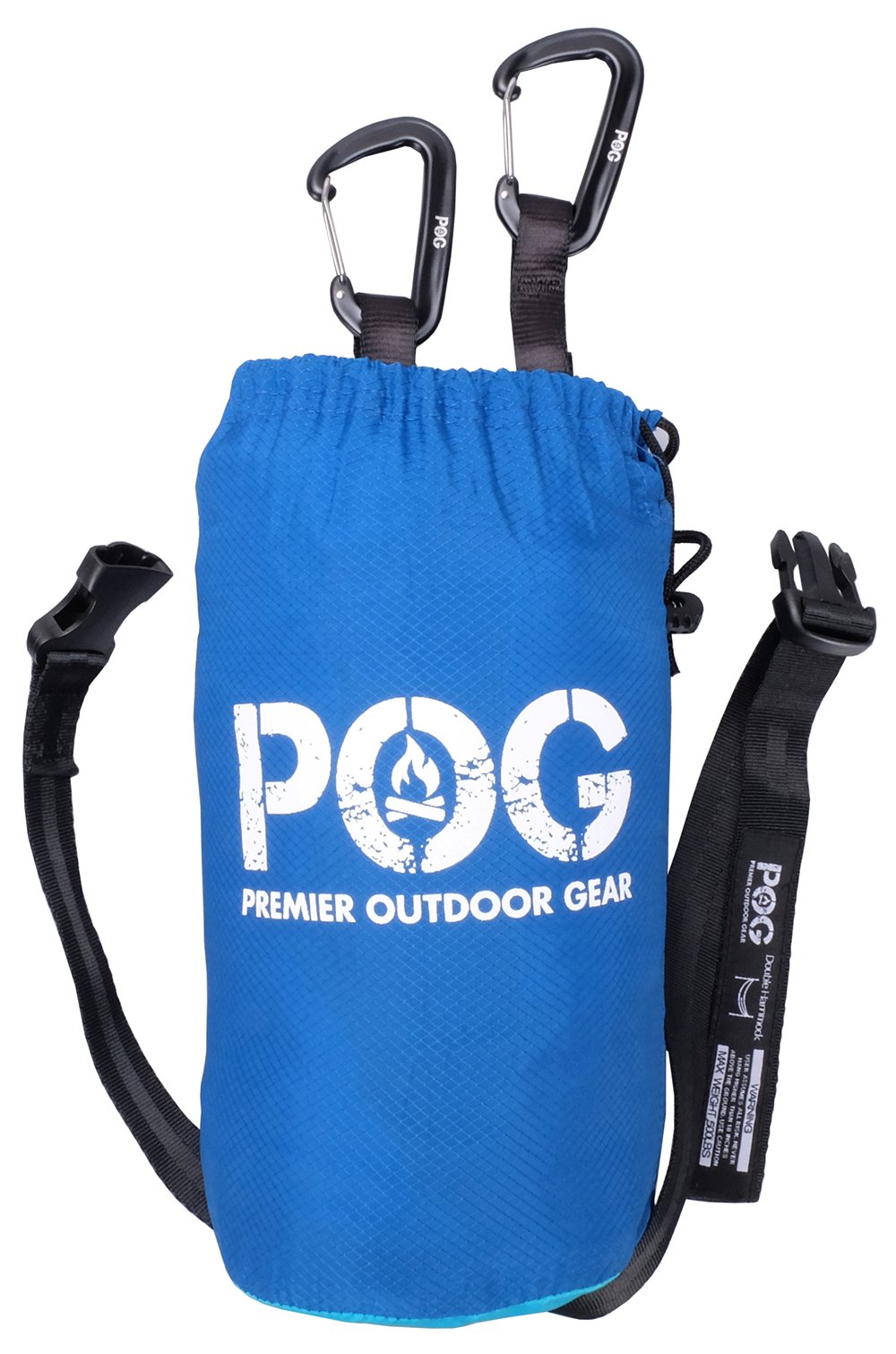 POG Premium Double Hammock - Ripstop Nylon with Aluminum Carabiners & 9 Feet Long Straps Included. (Sapphire Blue/Lake Blue, 78" W x 125" L)