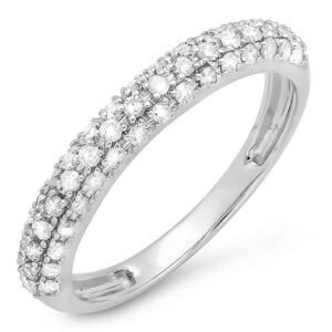 dazzlingrock collection 0.43 carat (ctw) 18k round white diamond ladies wedding band stackable ring, white gold, size 8.5