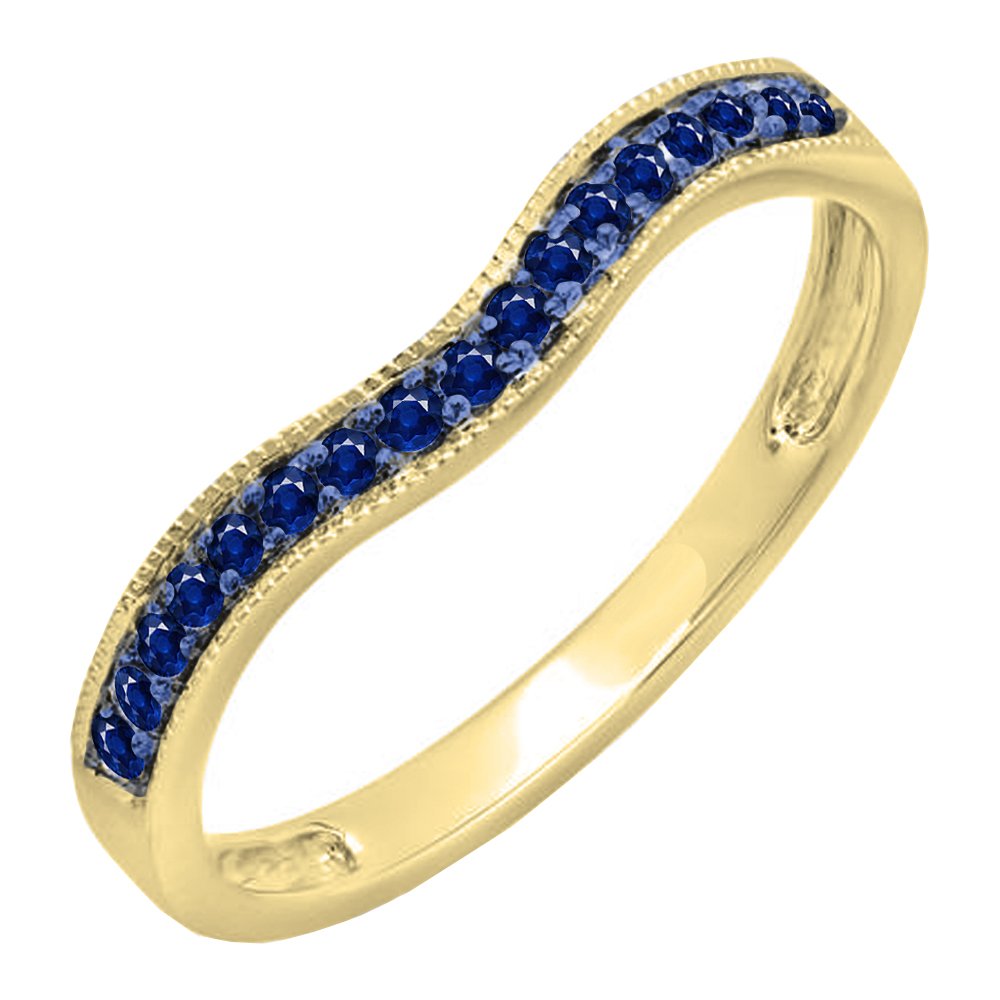 Dazzlingrock Collection 0.15 Carat (ctw) 10K Blue Sapphire Women Anniversary Enhancer Guard Ring, Yellow Gold, Size 6