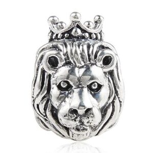 abaola lion charm 925 sterling silver beads fit fashion charms bracelets (crown lion)