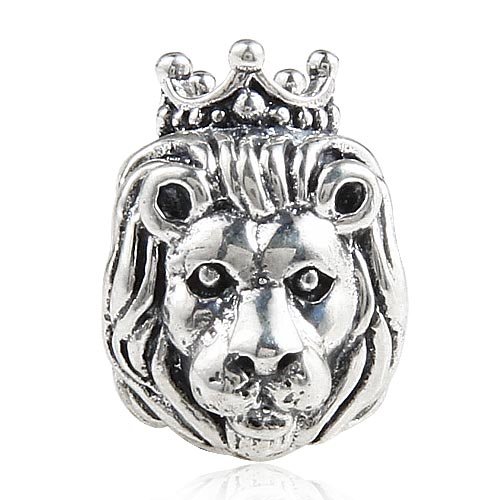 ABAOLA Lion Charm 925 Sterling Silver Beads fit Fashion Charms Bracelets (crown lion)