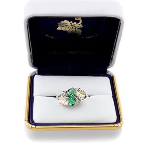 Marquise Synthetic Emerald May Birthstone Wrap Ring, Sterling Silver, 12k Green and Rose Black Hills Gold Size 9.25