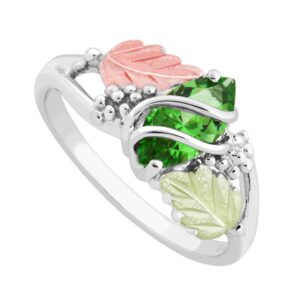 Marquise Synthetic Emerald May Birthstone Wrap Ring, Sterling Silver, 12k Green and Rose Black Hills Gold Size 9.25