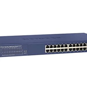 NETGEAR 26-Port PoE Gigabit Ethernet Smart Switch (GS724TP) - Managed, 24 x 1G, 24 x PoE+ @ 190W, 2 x 1G SFP, Optional Insight Cloud Management, Desktop or Rackmount, and Limited Lifetime Protection