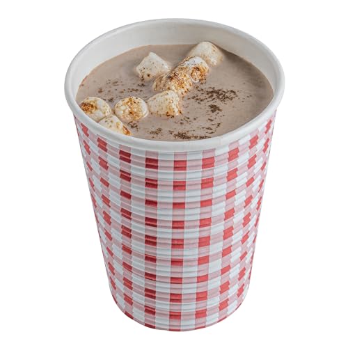 Restaurantware 12 Ounce Disposable Coffee Cups 500 Spiral Wall Hot Cups For Coffee - Lids Sold Separately Rolled Rim Paper Insulated Coffee Cups Picnic Print For Coffee Tea And More