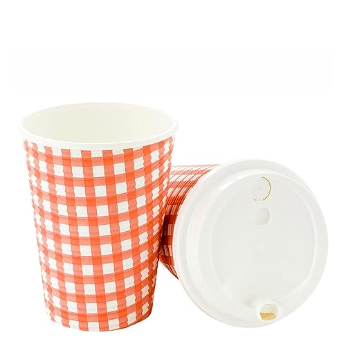 Restaurantware 12 Ounce Disposable Coffee Cups 500 Spiral Wall Hot Cups For Coffee - Lids Sold Separately Rolled Rim Paper Insulated Coffee Cups Picnic Print For Coffee Tea And More